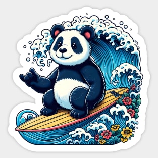 Surfing panda Sticker